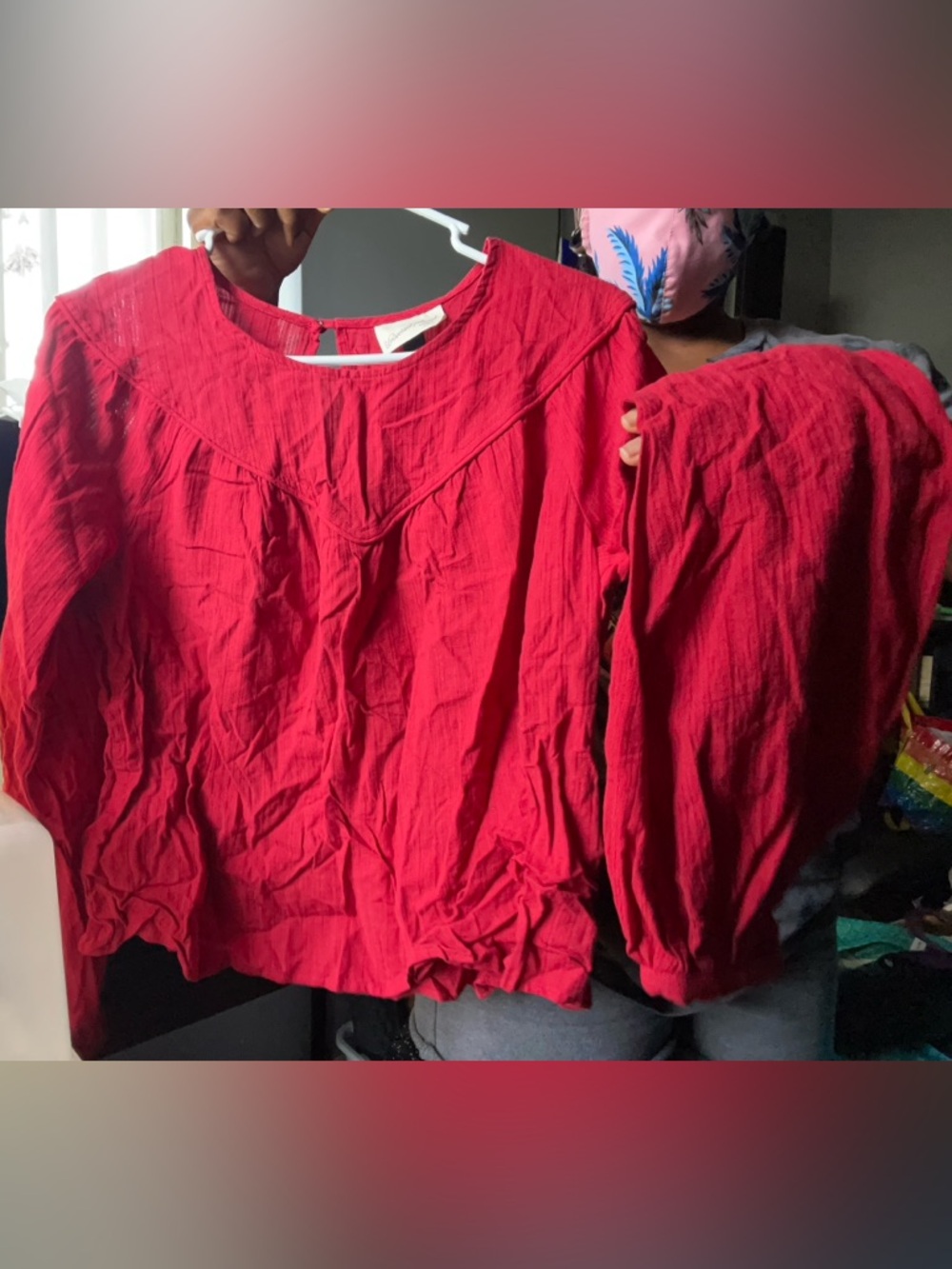 Target Red Women's Long Sleeve Peasant Blouse